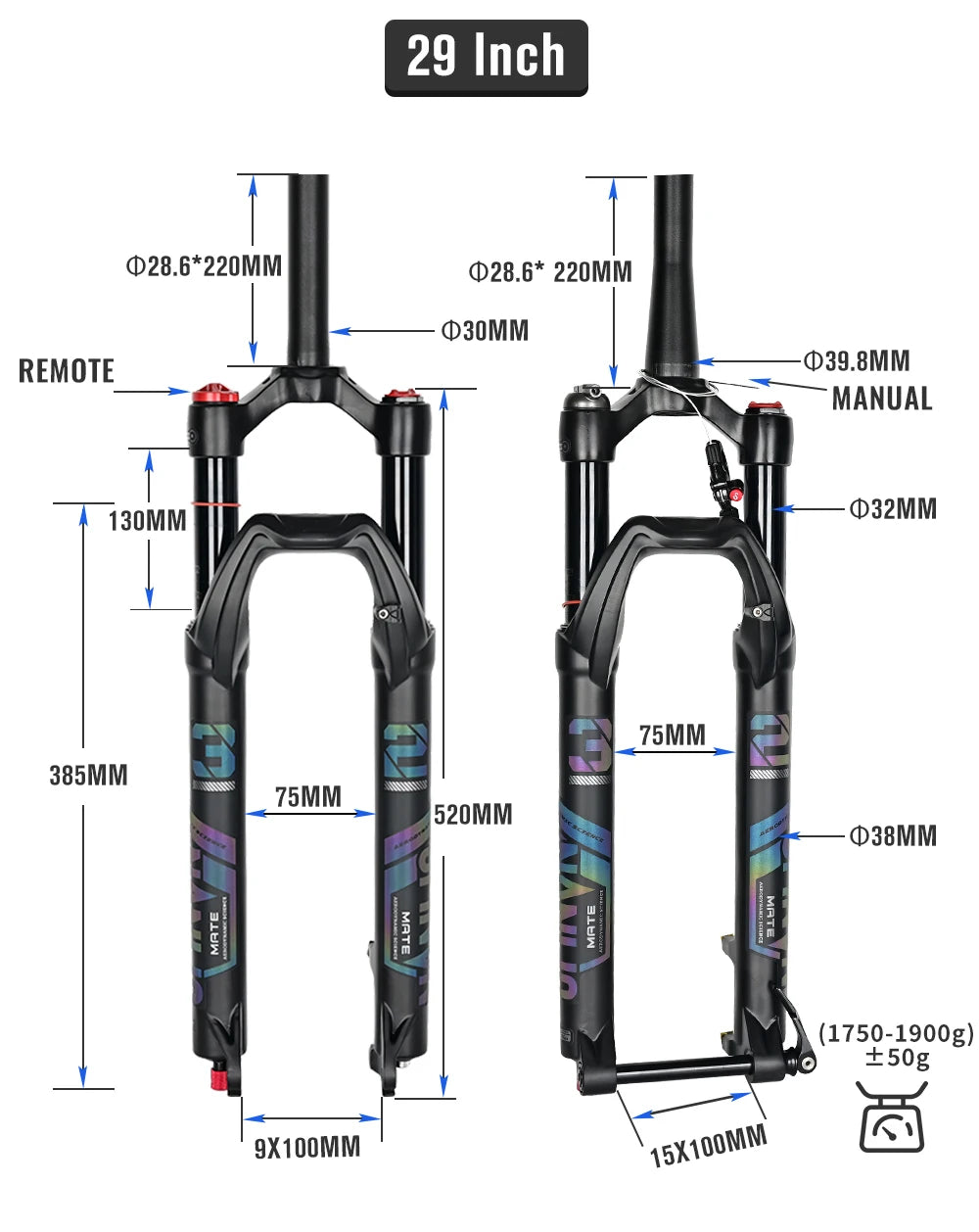 NANLIO X7 MTB Air Suspension Fork — Up to 140mm Travel