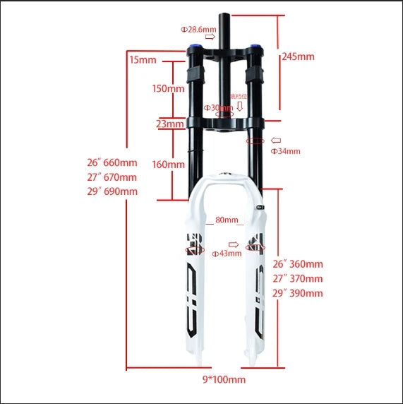 Happy Badger 34mm Dual Crown Air Fork — 160mm Travel