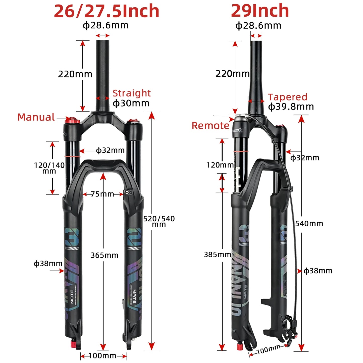 NANLIO X7 MTB Air Suspension Fork — Up to 140mm Travel