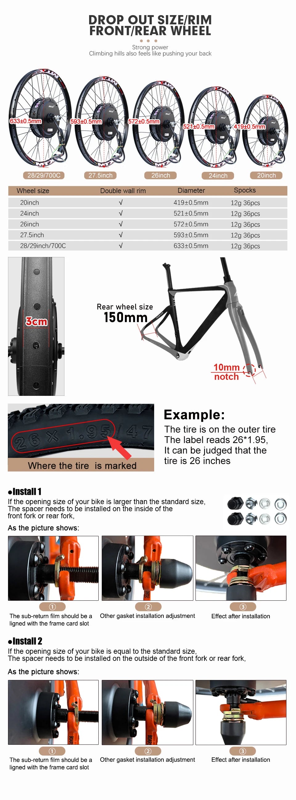 72V 5000W Rear Hub Motor E-Bike Conversion Kit (20"-29")