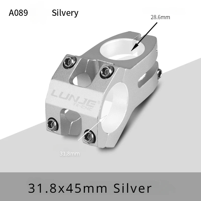 LUNJE MTB Short Handlebar Stem — 45mm, Fits 25.4mm & 31.8mm Handlebars