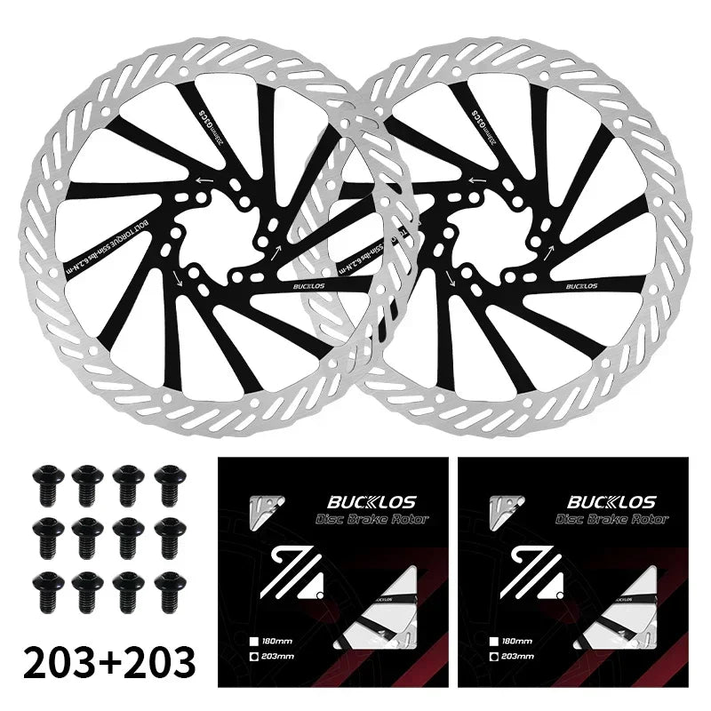 BUCKLOS Ultralight MTB Hydraulic Disc Brake Rotor — 160/180/203mm with 6 Bolts
