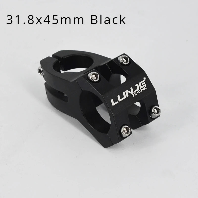 LUNJE MTB Short Handlebar Stem — 45mm, Fits 25.4mm & 31.8mm Handlebars