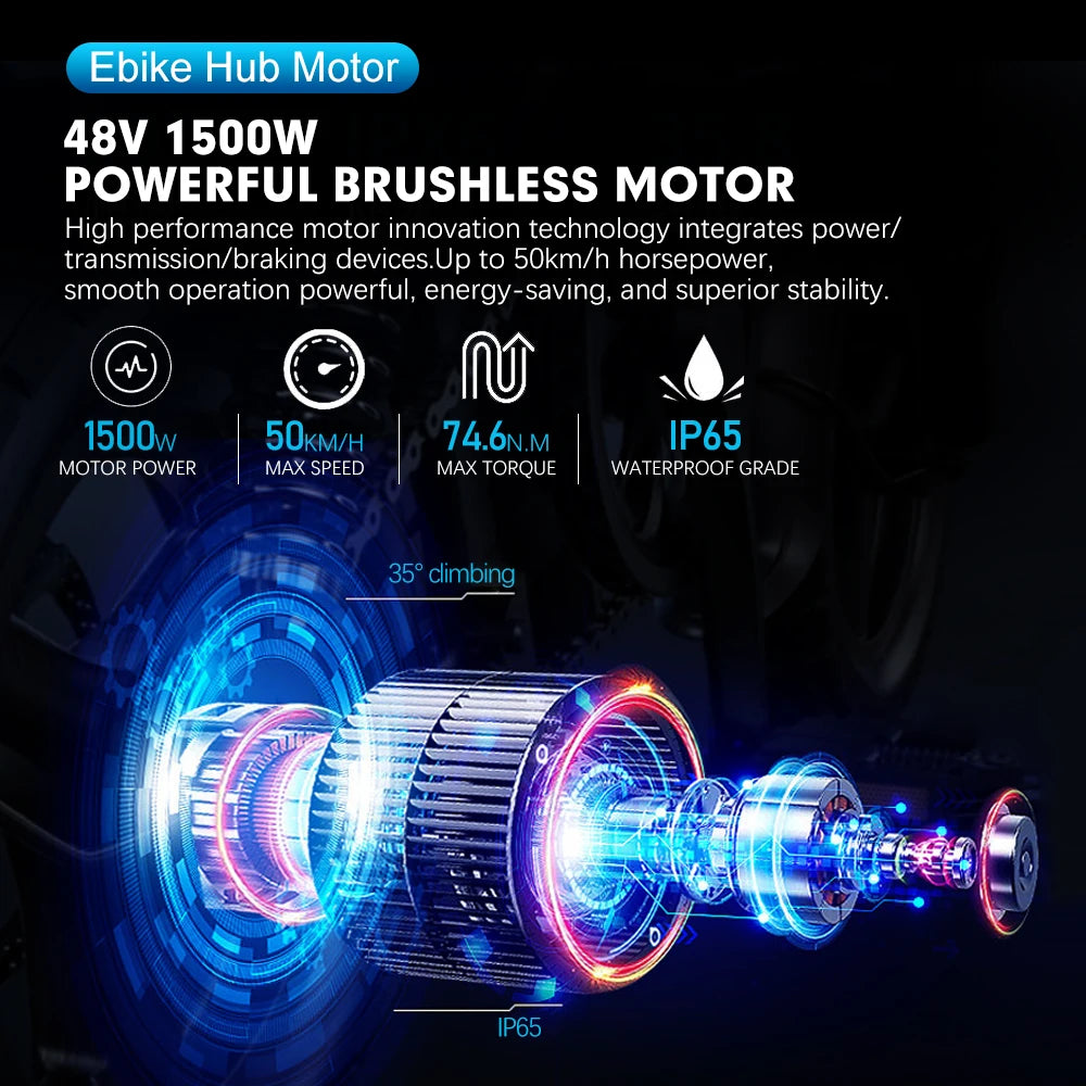 48V 1500W Rear Hub Motor E-Bike Conversion Kit