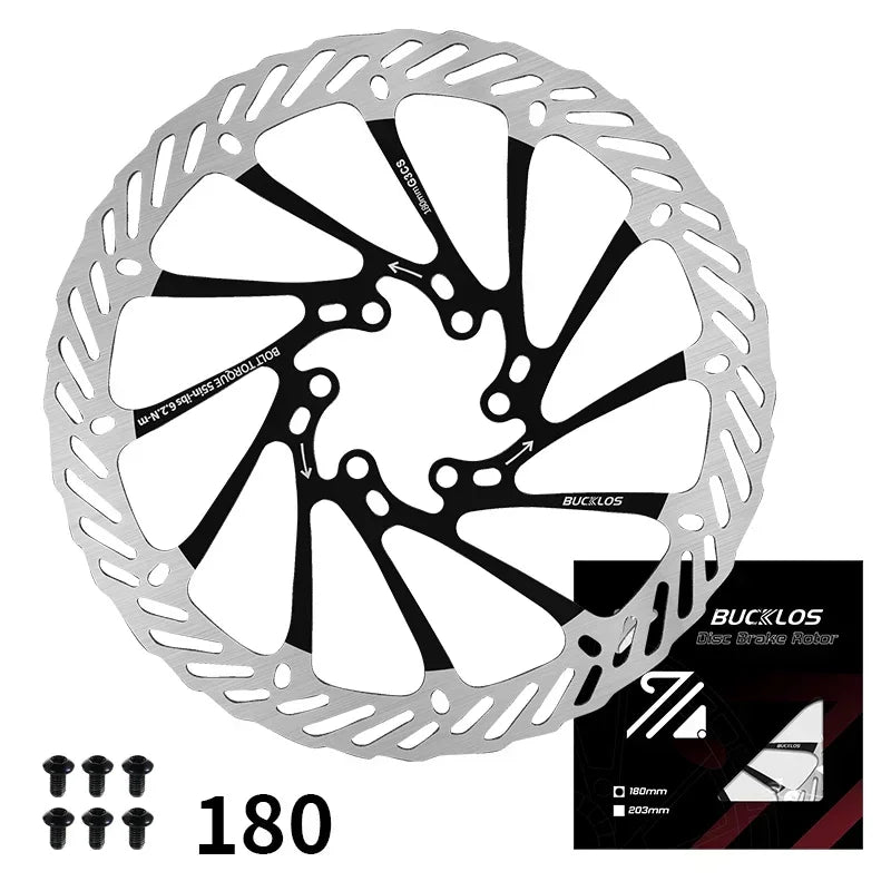 BUCKLOS Ultralight MTB Hydraulic Disc Brake Rotor — 160/180/203mm with 6 Bolts