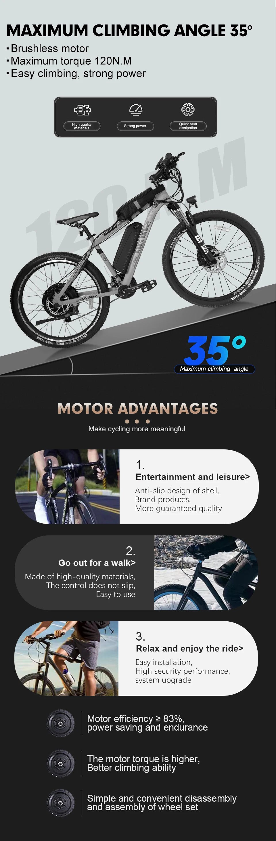 72V 3000W Rear Hub Ebike Conversion Kit – MTX39 Rim, High-Speed Performance