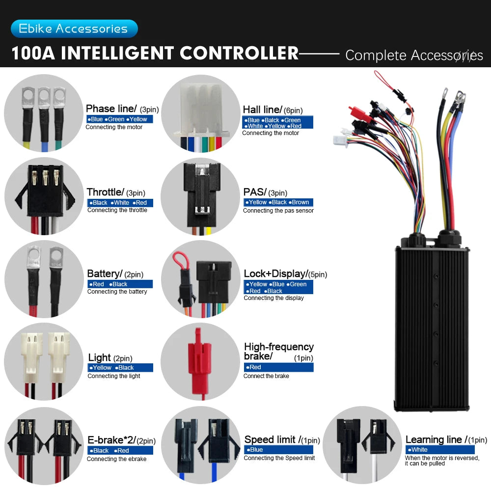 72V 5000W Rear Hub Motor E-Bike Conversion Kit (20"-29")