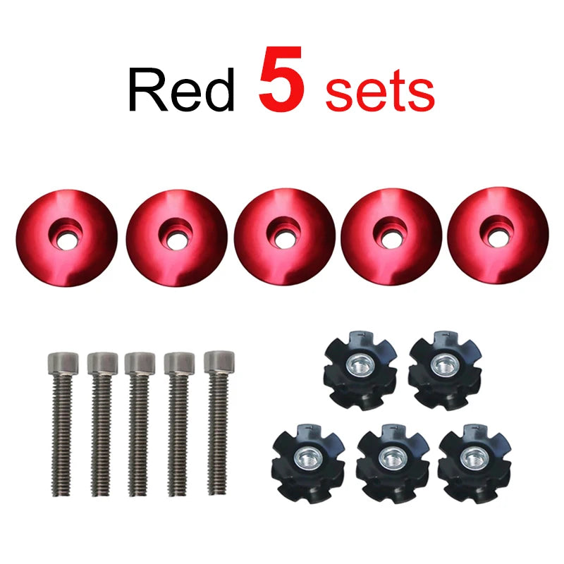 Bike Headset Stem Cap Set with Screw Bolt & Star Nut (1-1/8" 28.6mm)