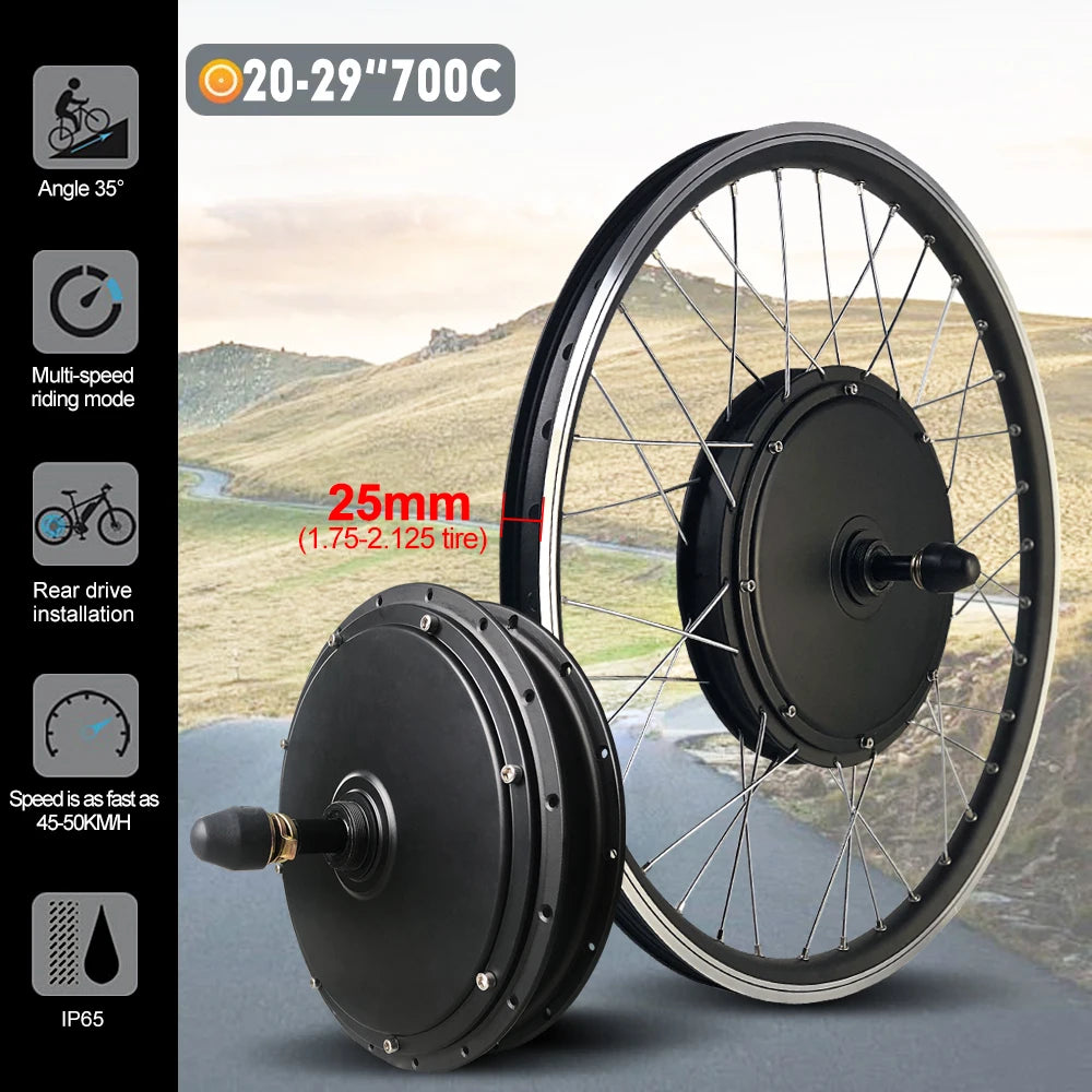 48V 1500W Rear Hub Motor E-Bike Conversion Kit