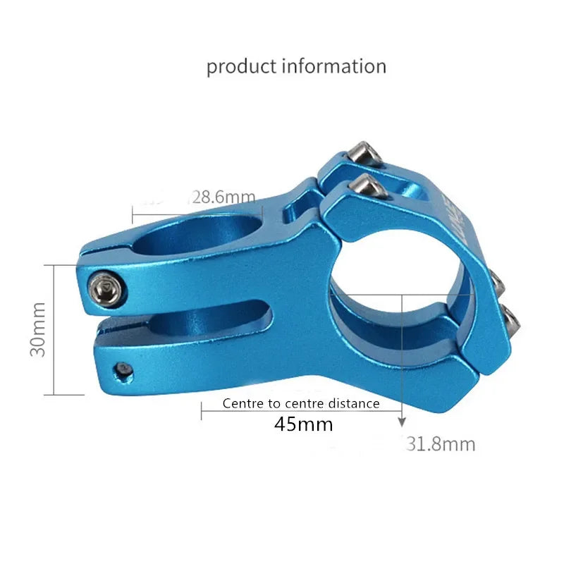 LUNJE MTB Short Handlebar Stem — 45mm, Fits 25.4mm & 31.8mm Handlebars