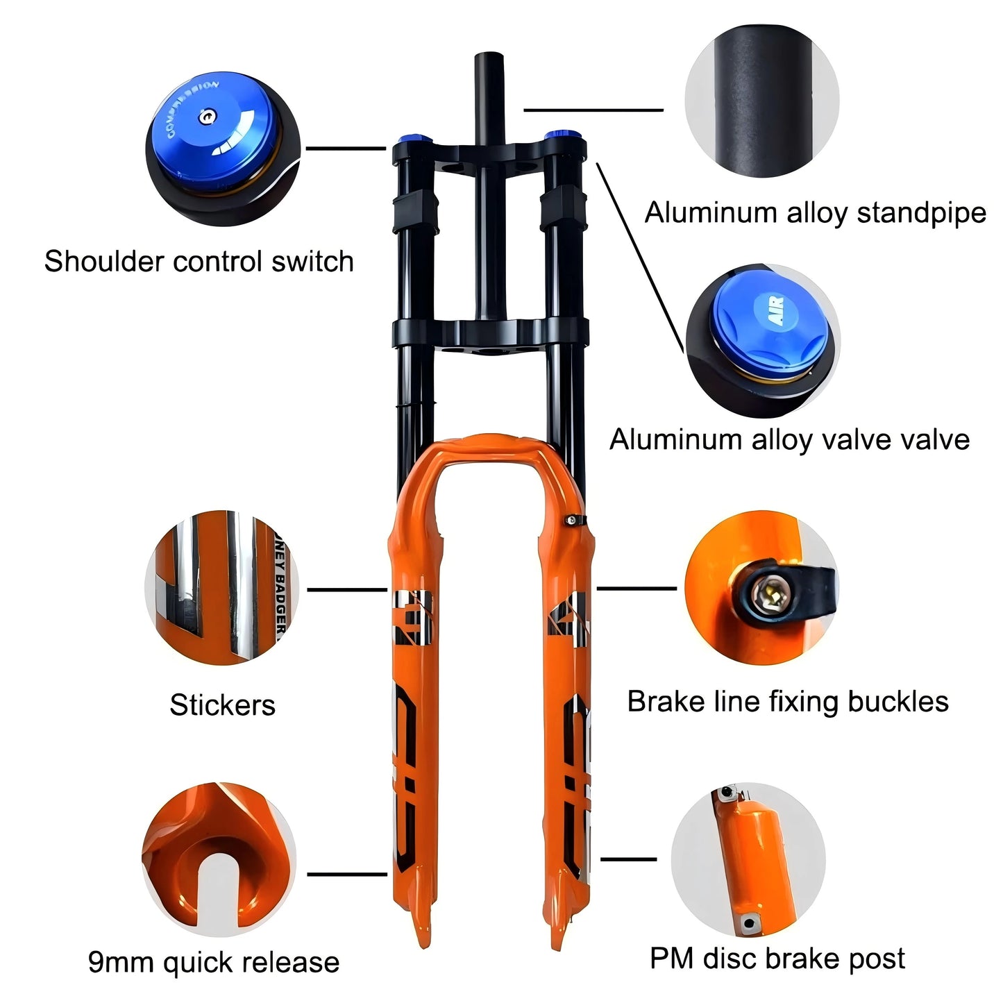 Happy Badger 34mm Dual Crown Air Fork — 160mm Travel