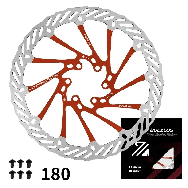 BUCKLOS Ultralight MTB Hydraulic Disc Brake Rotor — 160/180/203mm with 6 Bolts
