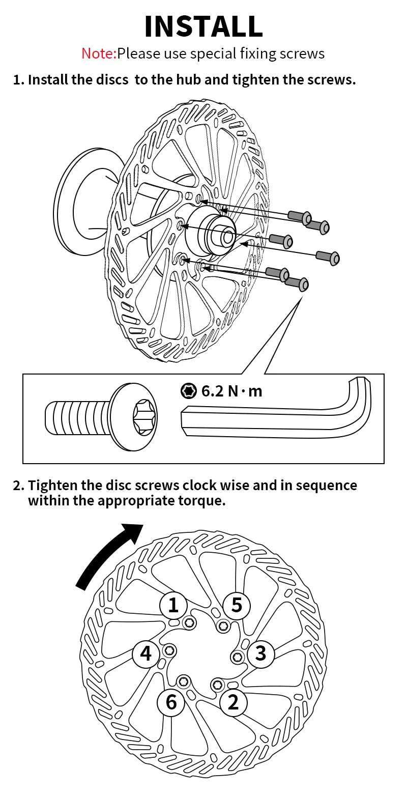 BUCKLOS Ultralight MTB Hydraulic Disc Brake Rotor — 160/180/203mm with 6 Bolts