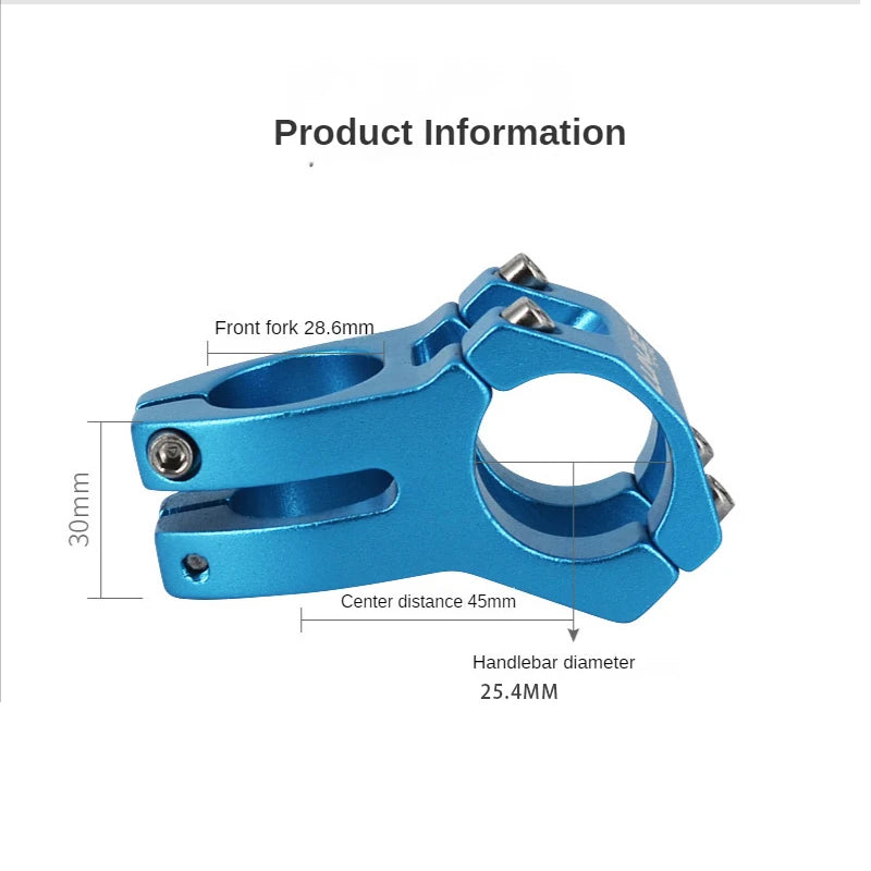 LUNJE MTB Short Handlebar Stem — 45mm, Fits 25.4mm & 31.8mm Handlebars