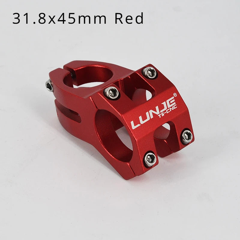 LUNJE MTB Short Handlebar Stem — 45mm, Fits 25.4mm & 31.8mm Handlebars