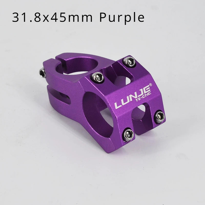 LUNJE MTB Short Handlebar Stem — 45mm, Fits 25.4mm & 31.8mm Handlebars