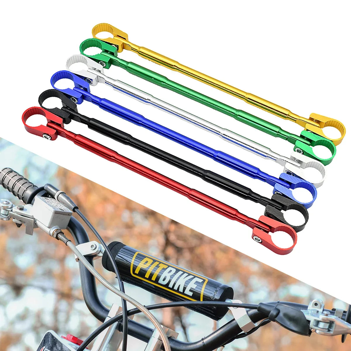 22mm Alloy Aluminum Motorcycle Handlebar Brace Crossbar — Reinforced Clamp for Strength and Balance