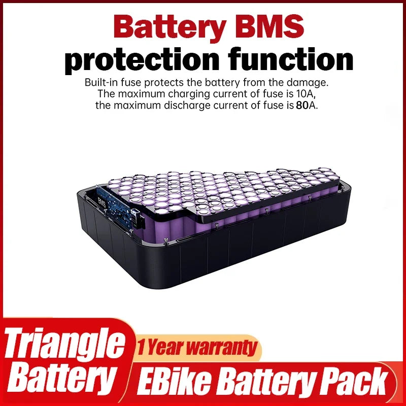 48v 52v 72v Triangle EBike battery 30ah 40ah 50ah 60ah lithium battery 2000w 3000w