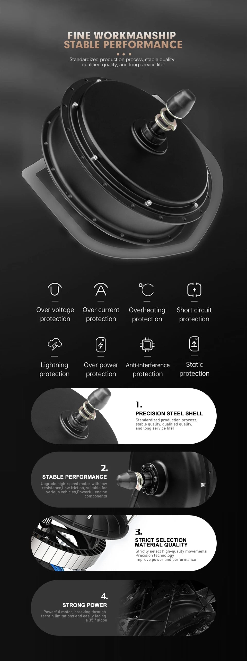 72V 5000W Rear Hub Motor E-Bike Conversion Kit (20"-29")