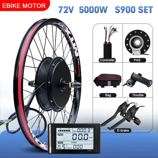 72V 5000W Rear Hub Motor E-Bike Conversion Kit (20"-29")