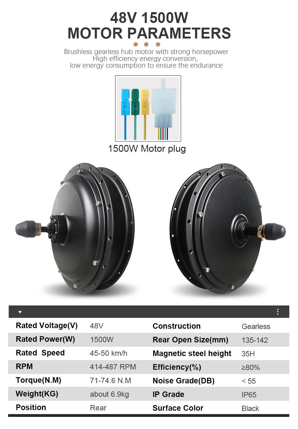 48V 1500W Rear Hub Motor E-Bike Conversion Kit