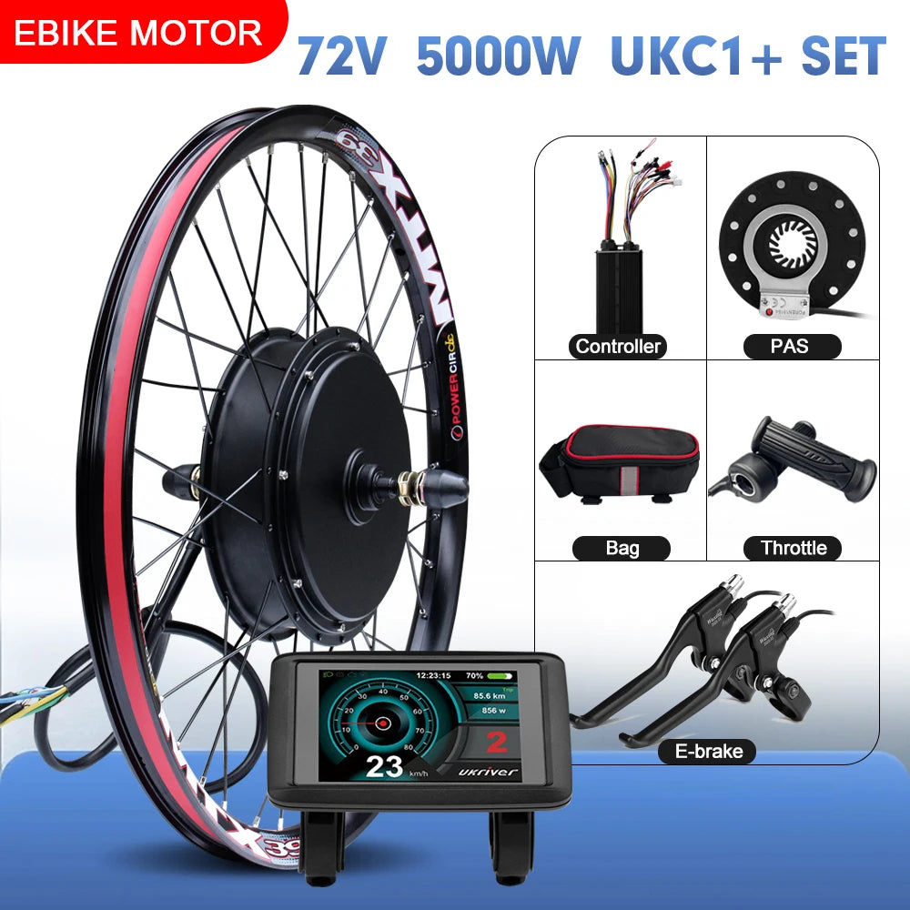 72V 5000W Rear Hub Motor E-Bike Conversion Kit (20"-29")
