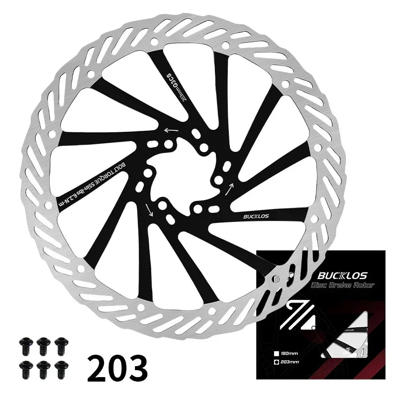 BUCKLOS Ultralight MTB Hydraulic Disc Brake Rotor — 160/180/203mm with 6 Bolts