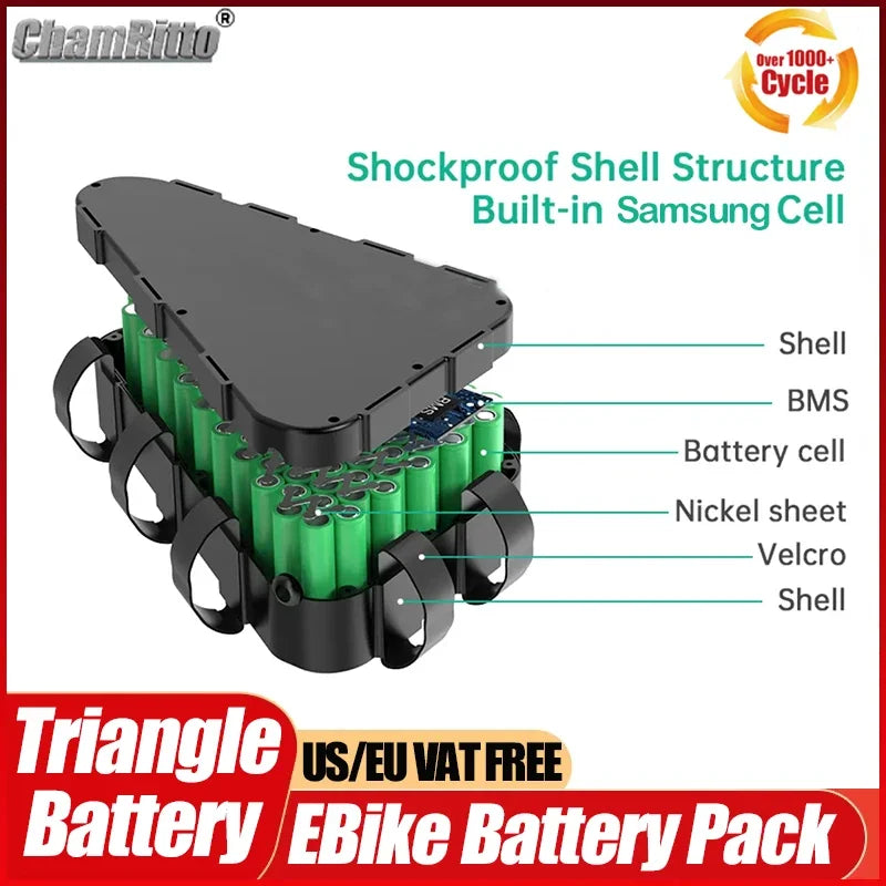 48v 52v 72v Triangle EBike battery 30ah 40ah 50ah 60ah lithium battery 2000w 3000w