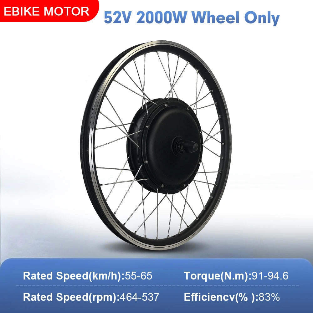 52V 2000W Rear Hub Motor E-Bike Conversion Kit (20"-29")