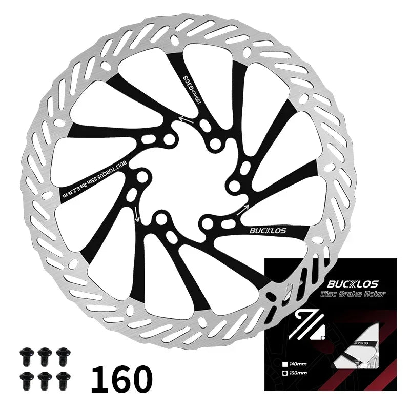 BUCKLOS Ultralight MTB Hydraulic Disc Brake Rotor — 160/180/203mm with 6 Bolts