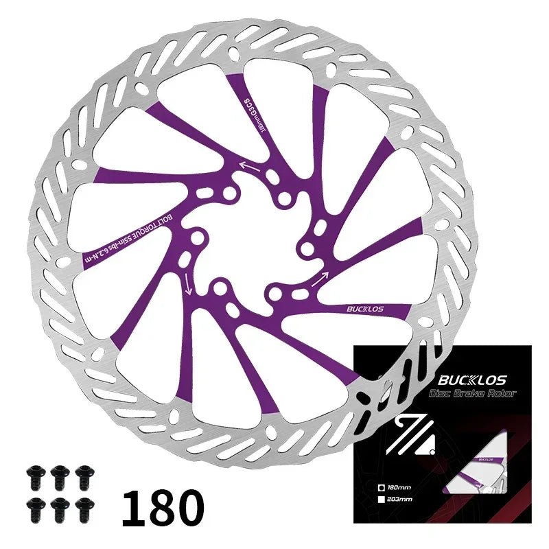 BUCKLOS Ultralight MTB Hydraulic Disc Brake Rotor — 160/180/203mm with 6 Bolts