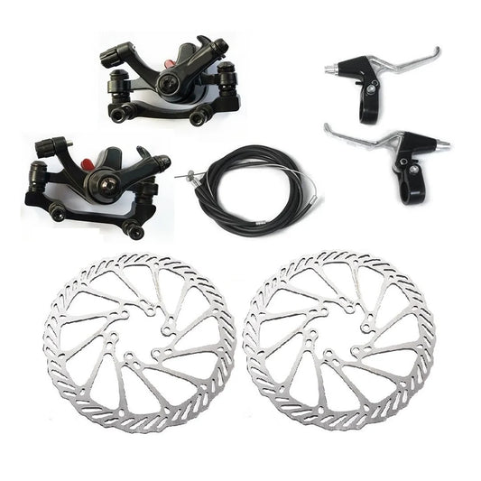 A89E Mechanical Disc Brake Set — Front & Rear Calipers with Cables for Mountain Bikes